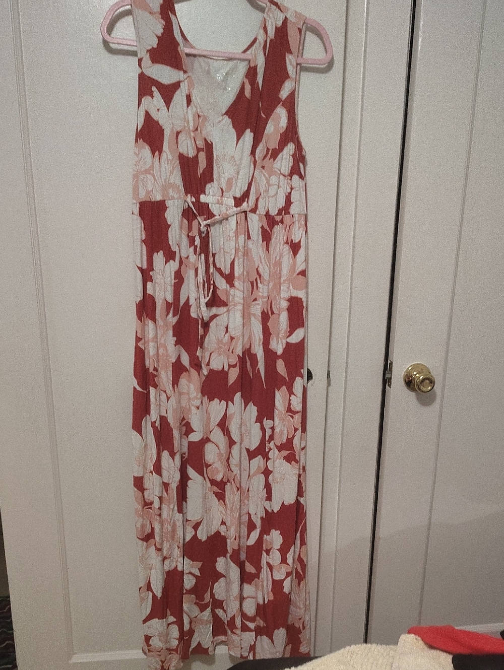 Chloe + Isabel Coral Maxi Dress with White Floral Print